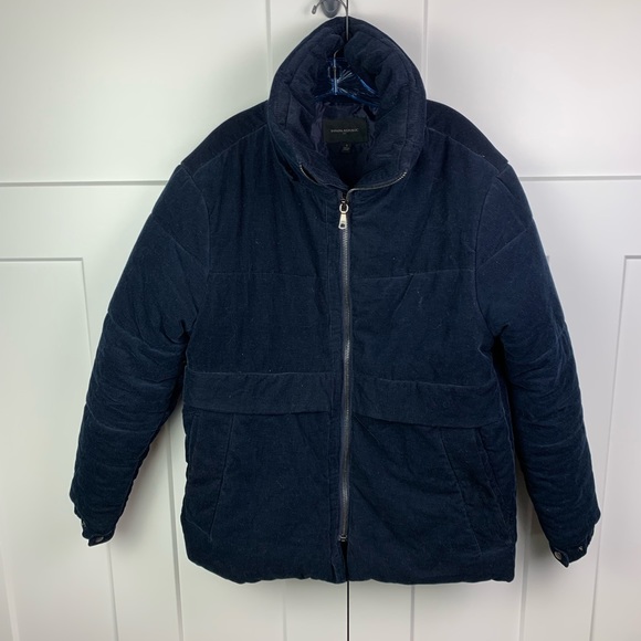 Banana Republic MENS SMALL Corduroy Puffer Coat Jacket Down Navy - Picture 7 of 14